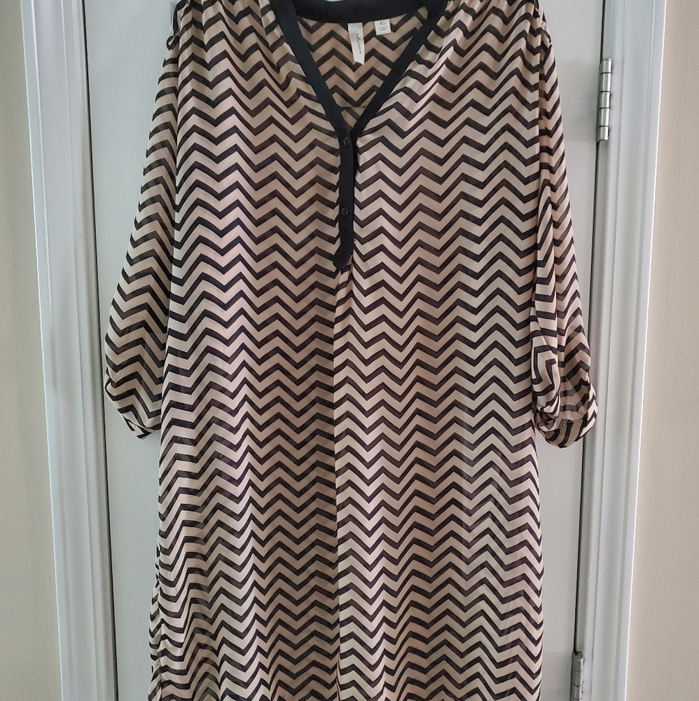 Tacera Chevron Sheer Dress